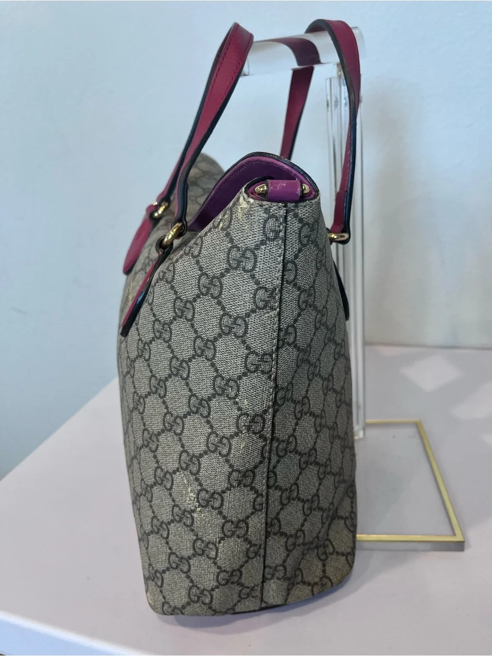GUCCI GG SUPREME MONOGRAM LINEA A TOP HANDLE BAG.